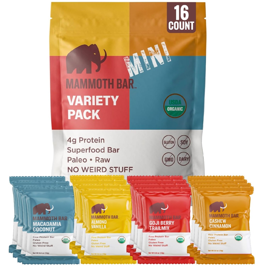 Mamoth Bar Mini - Pachet de Varietati de Mini Proteina organica Abs 