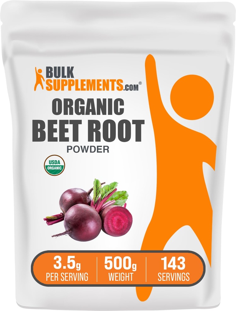 BulkSupplements.com Pulbere organică de rădăcină de sfeclă - Superfood Suplimente, Sfeclă rădăcină - Vegan & Gluten gratuit, 3.5g per Serving, 500g (1.1 lbs) (Pachet de 1)