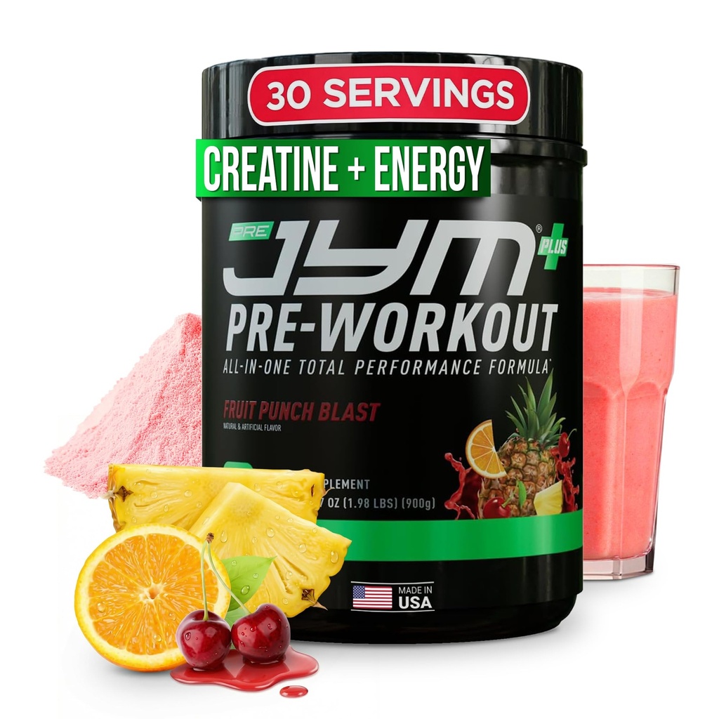 JYM Supliment Science Pre JYM Plus Fructe Punch Pre-Workout pulbere, Amino Nitrați, Creatină, Betaina, Nootrops, B