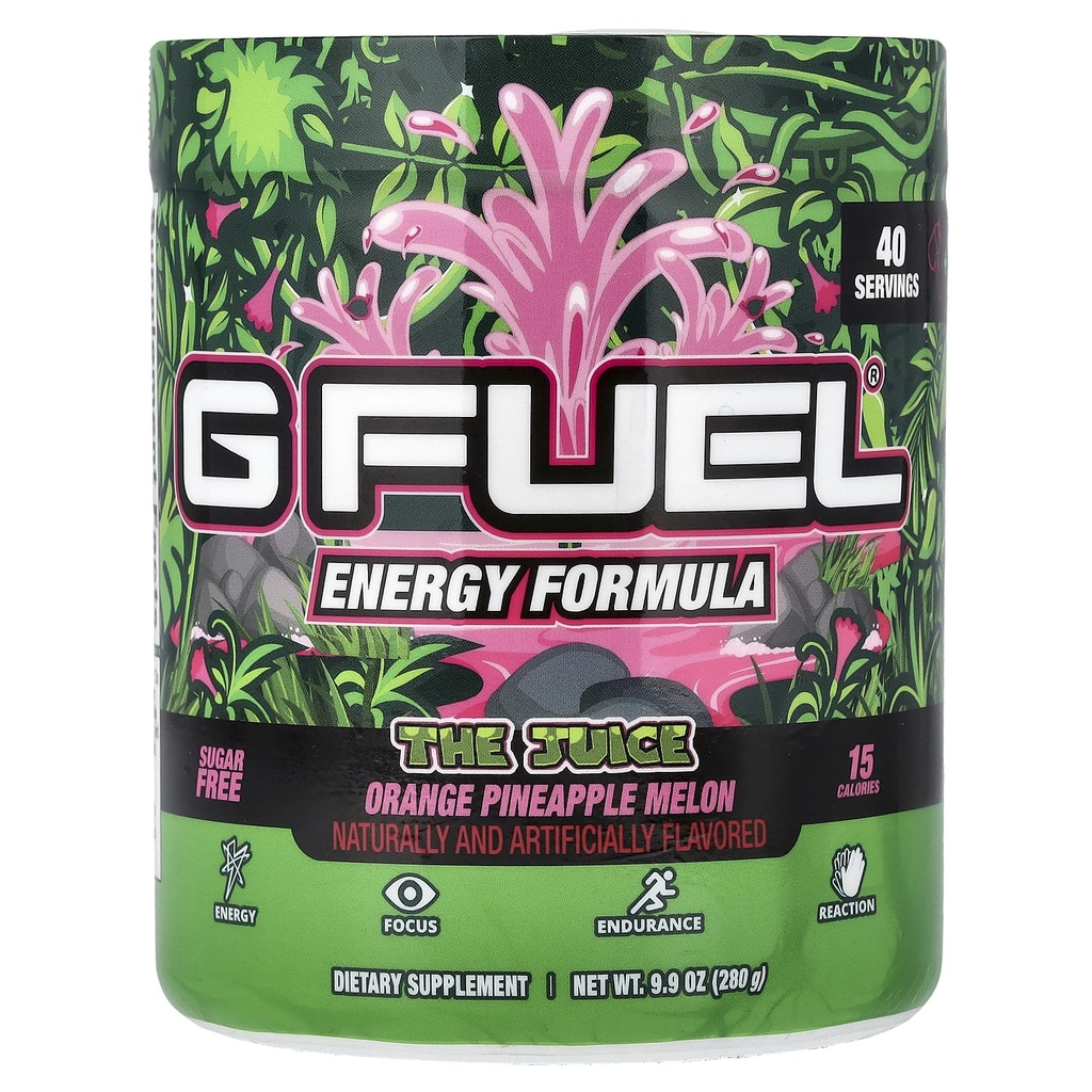G Combustibilul Energia sucului 2.0 Pulbere de băut, Pre Workout Cafeina Mix pentru Gaming, Sugar Free Focus Amino, Vitamina + Antioxidanti, 9.9oz (Pineapple & Melon Punch, 40 Serviri)