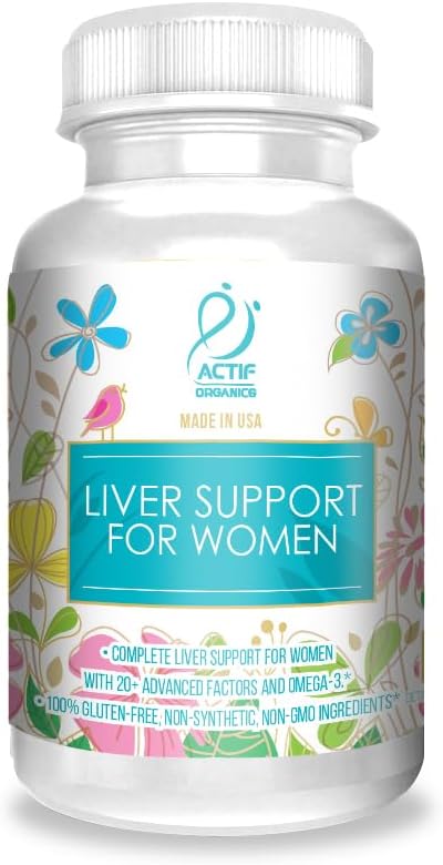 ACTIF Suport hepatic pentru femei cu 20+ Factori avansați și Omega-3 - Non OMG, Made in USA, 90 Conte