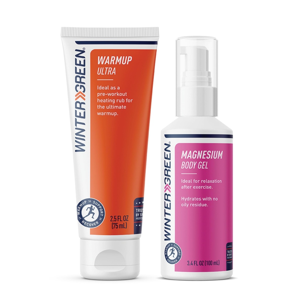 Wintergeen pachet de antrenament: Gel de magneziu și lotiune de antrenament pentru pre-workout și post-workout, Rub musculare pentru antrenament și Gel de magneziu pentru cramps picior