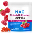 NAC Gumies pentru copii & Adulți, Suplimentul NAC fără zahăr, N-Acetyl Cysteine Lung & Ficat Sănătate, Antioxidanți și Sistem imunitar, 60 Conte