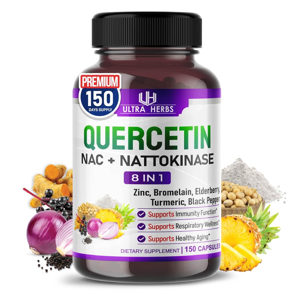 Querbetin Supliment cu Bromelain, vitamina C şi zinc, Nattokinaza, NAC, Elderberry, Elderberry 