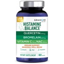 Granions Histamine Balance Complex - Quercetin cu Bromelain, NAC și vitamina C - D-Hist Sezonier Histamine Blocker & Immune Supplement pentru adulți și copii - 60 Vegan Capsule