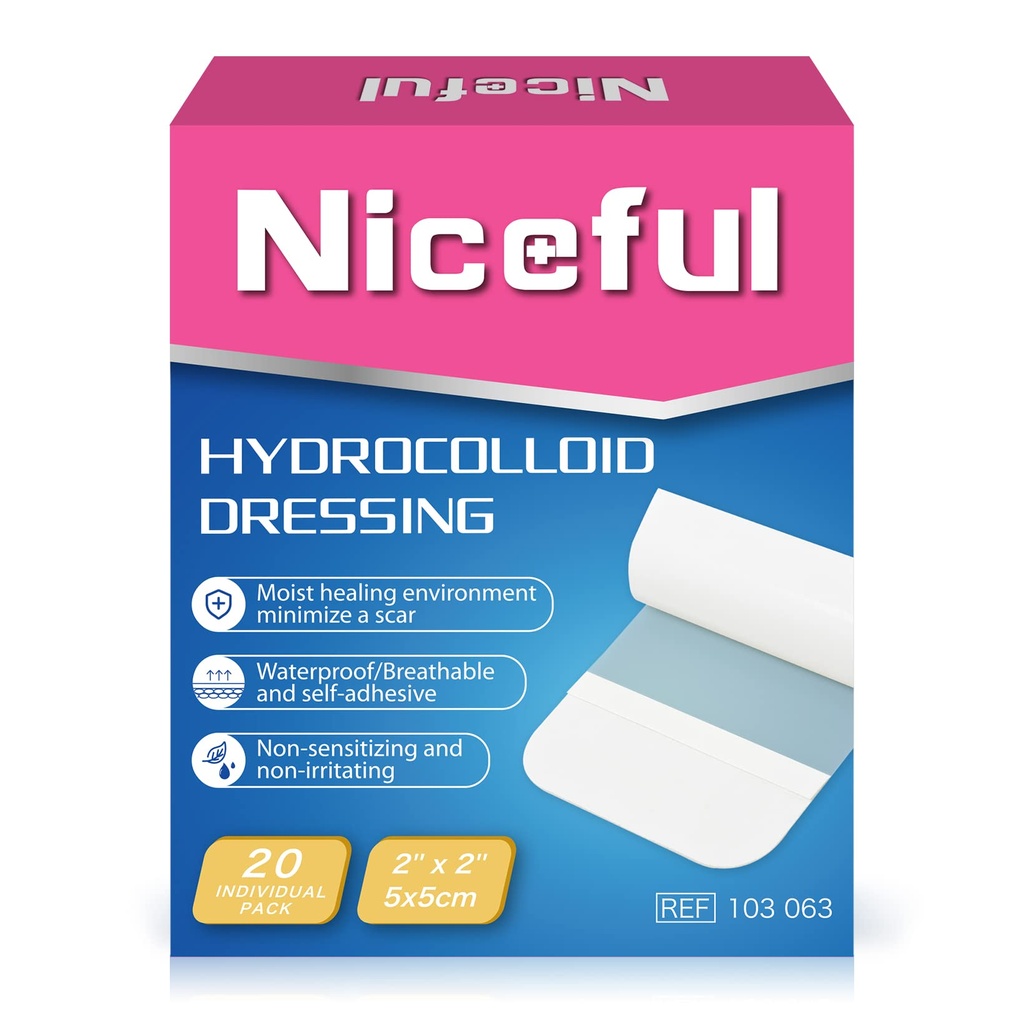20 Count Bandaje de hidrocoloid 2" x 2", Bandaje mici de gel hidrocoloid pentru răni, Bandaj de vindecare a rănilor