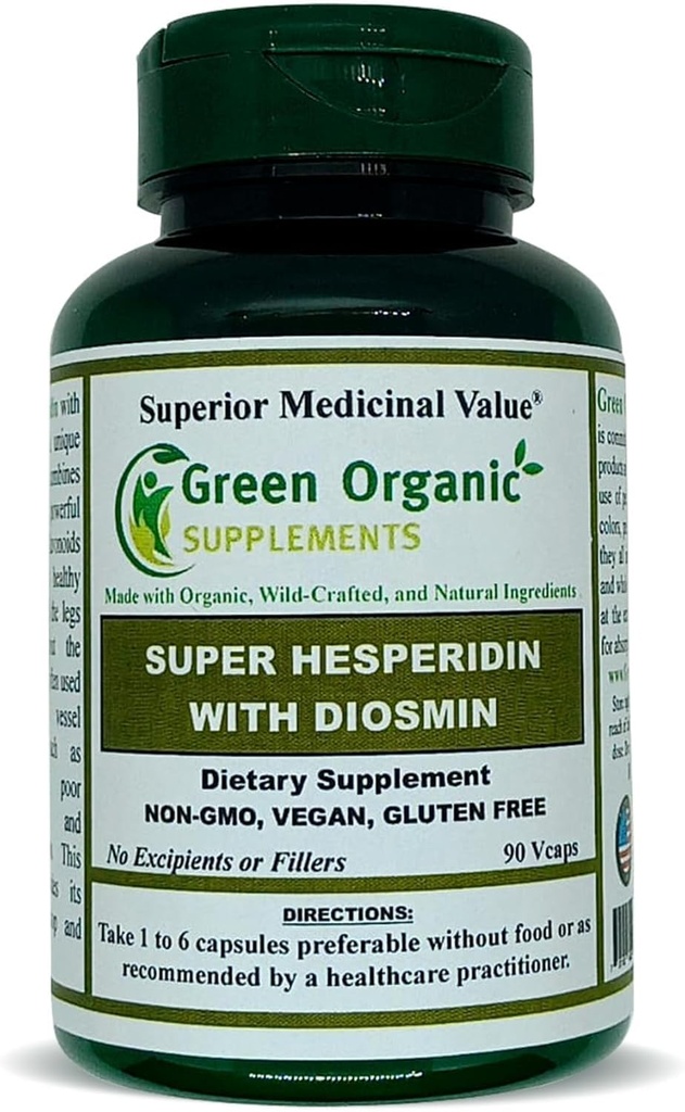 Suplimente ecologice verzi Hesperidin, Diosmin, Narangin, Formula unică (Made Hand, Non-GMO, Vegan, & Gluten Free) (Single)
