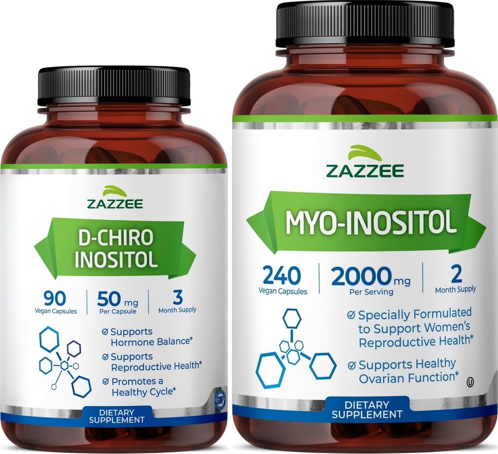 Zazzee 40:1 Ratio Myo şi D-Chiro Inositol Supliment pentru femei 