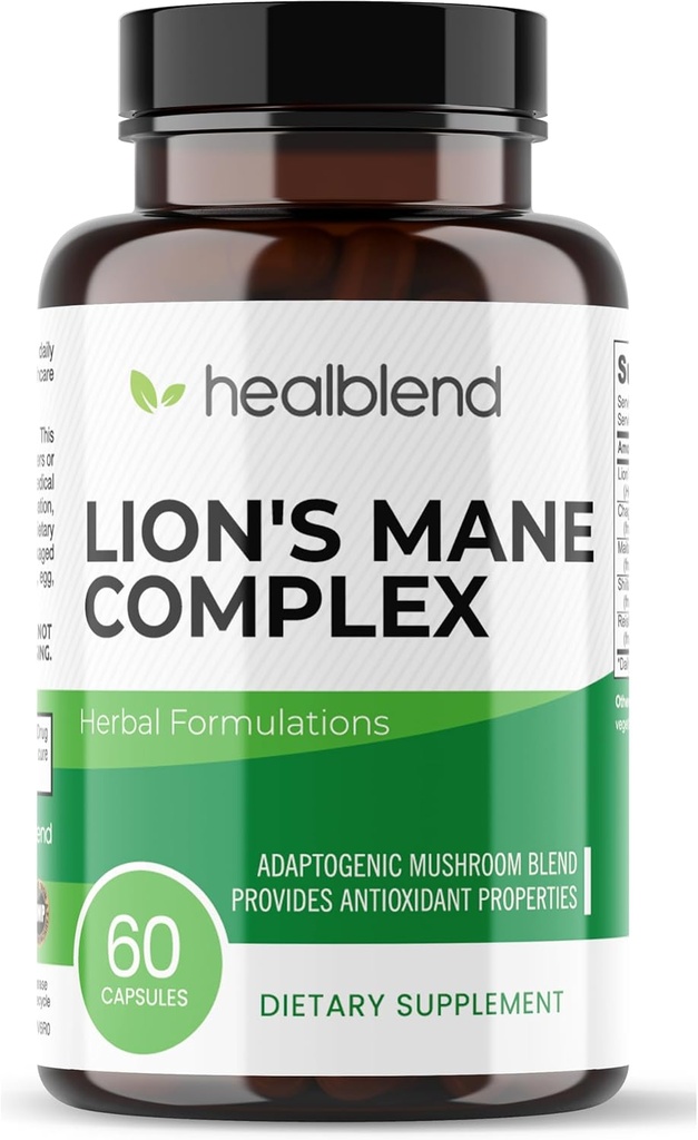 Extract complex de ciuperci cu corpul de fructe coama Lion - 100% pastile de energie naturale și eficiente - creier, concentrat Supliment, Stimulează mood, și creativitate - 60 capsule de sprijin imun