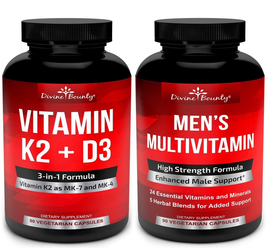 Divin Bounty Vitamina K2 cu D3 & Man's Multivitamine Bundle
