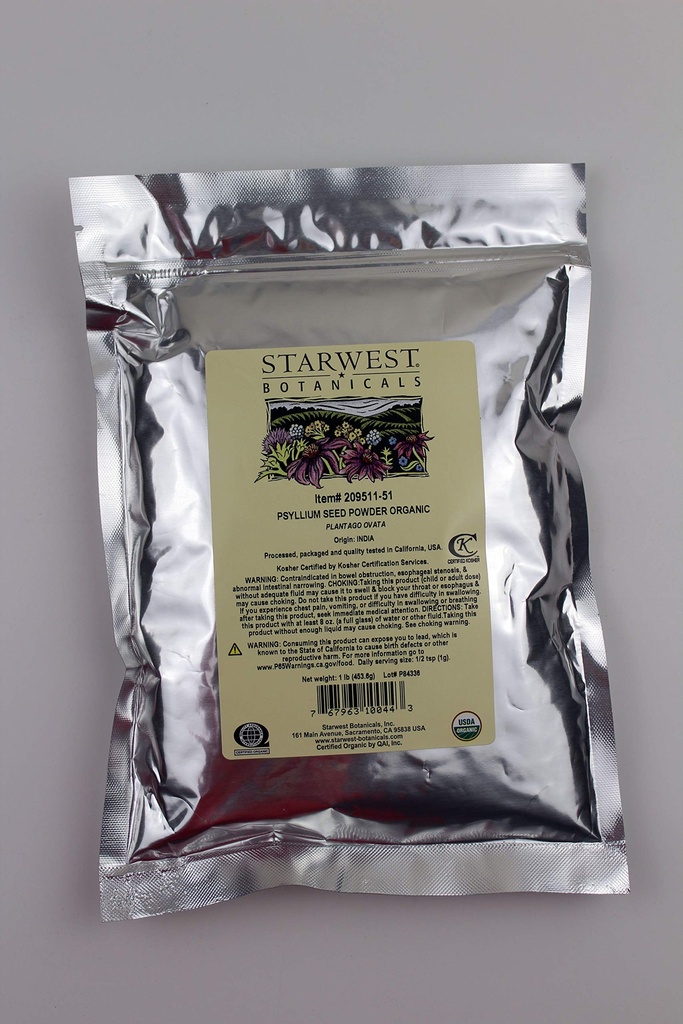 Starwest Botanics Organic Psyllium Seed Powder, 1 Lire