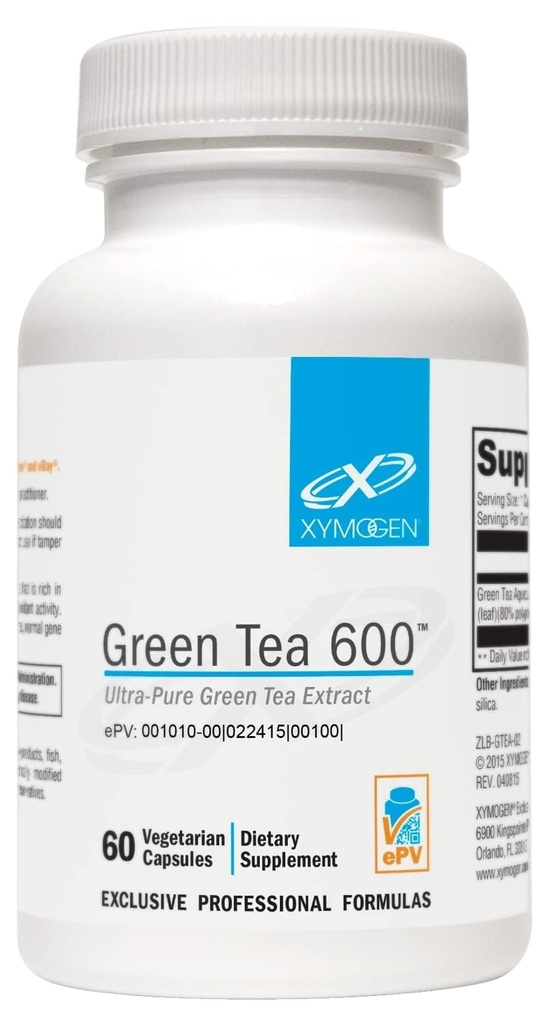 XYMOGEN Ceai verde 600 - Ultra pure capsule de extract de ceai verde - Supplement de sprijin imun - Sprijină Heart Health + Brain Health - Gluten Free, Vegan, Non OMG (60 capsule)