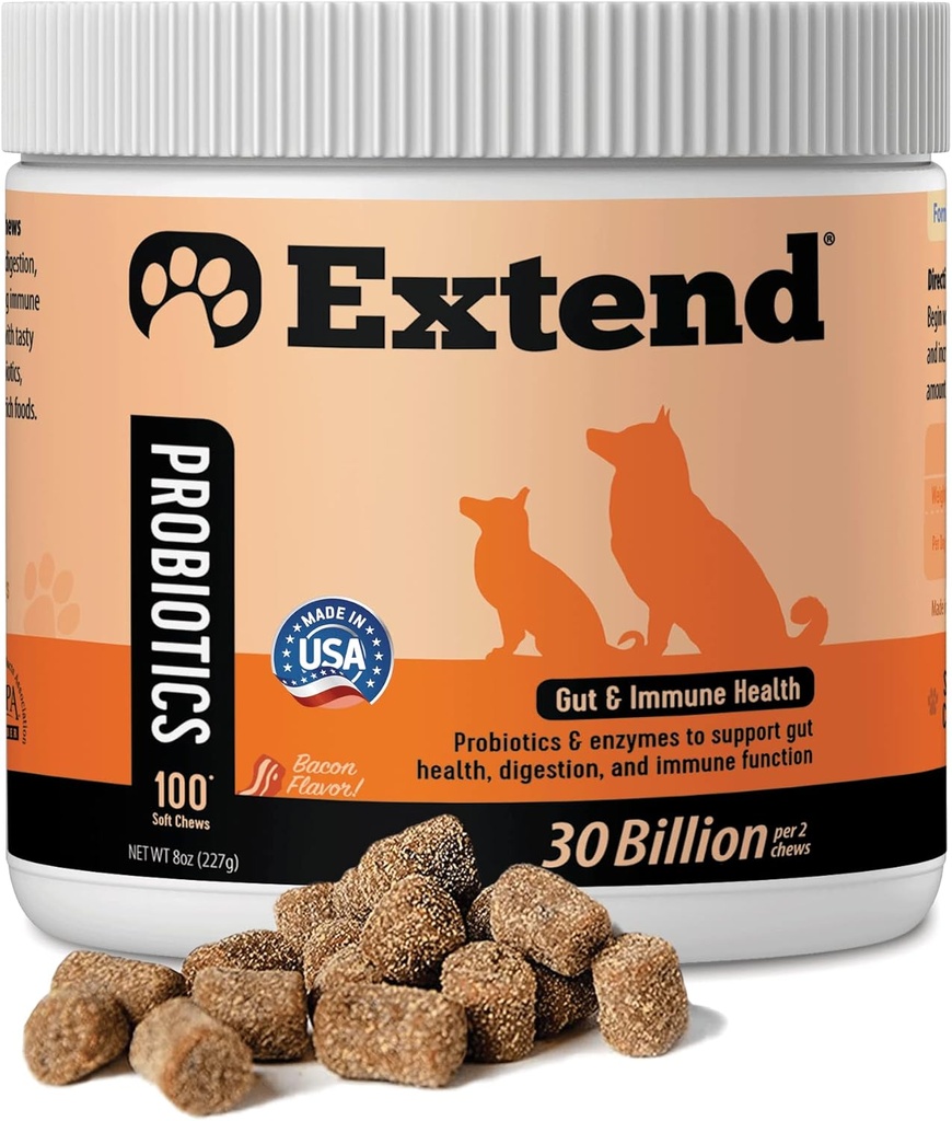 Extend ® Probiotice pentru câini - Digestive Health, Immune, Alergie & Skin Support - Reducere Distensie gastrică, Bloating, Constipație, Diaree - Natural, Clinic-Proven, Made in USA