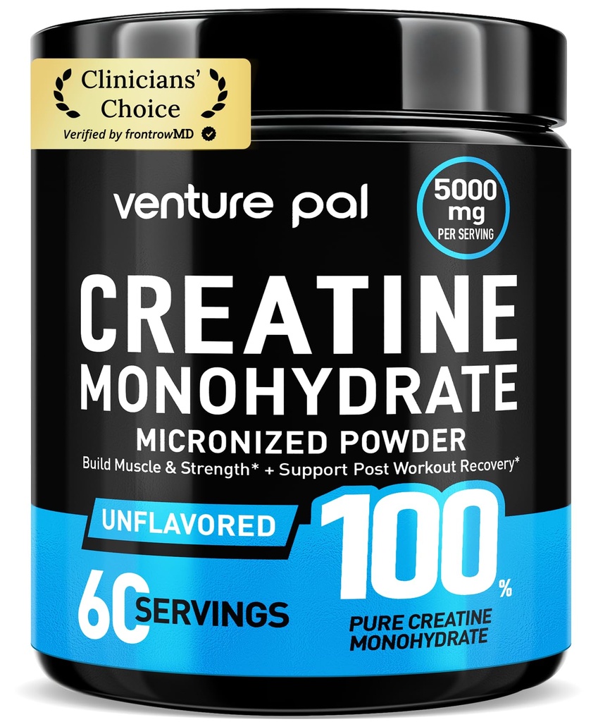 Venture Pal 100% Pure Micronized Creatin Monohidrat pulbere, Creatina Nearomatizata pentru Femei & Men, Vegan, Keto, Gluten Free, 5 g (5000 mg) per Serving, Creatina Monohidratada en Polvo