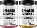Fabrica Jacked Creatina Monohidrat Gummies 5g Doza zilnică (1g per Gummy) - Creatine Gummy pentru bărbați și femei, Vegan-Friendly, Travel-Friendly, Third-Party testat - 150 Gummies, Pepene verde și lamaie