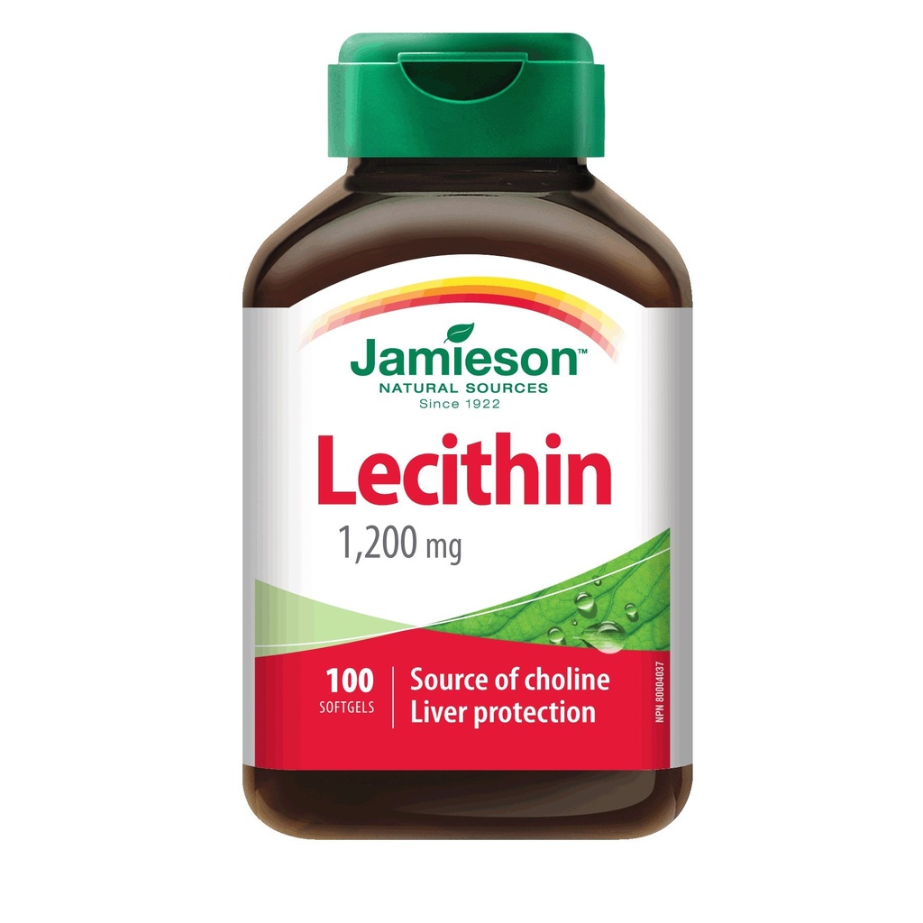 Jamieson Lecithin 1200 mg, 100 Softgels - Sursa de Choline Ficat Protecţie