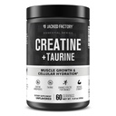 Creatina Fabrica Jacked + Taurină - Creatină Monohidrat 5000 mg cu Taurină 2000mg pentru creşterea concentraţiei musculare şi hidratare celulară - 60 Serving-uri, nearomatizate