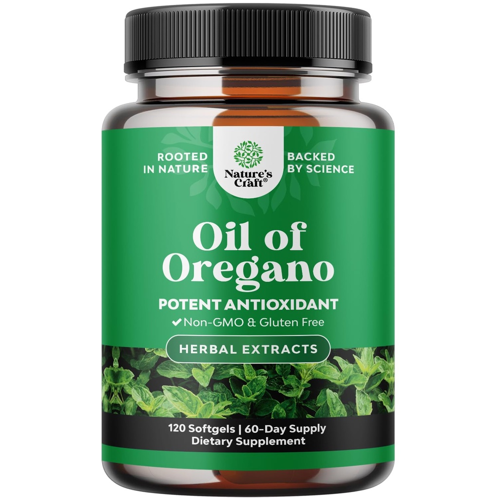 Oregano Wild Oil Softgels - Ulei de Oregano super concentrat cu Carvacrol 70% pentru Digestion & Immune Supplement - Suplimente vegetale pentru Intestine Cleanse, Body Detox & Reparatii - 120 Ct