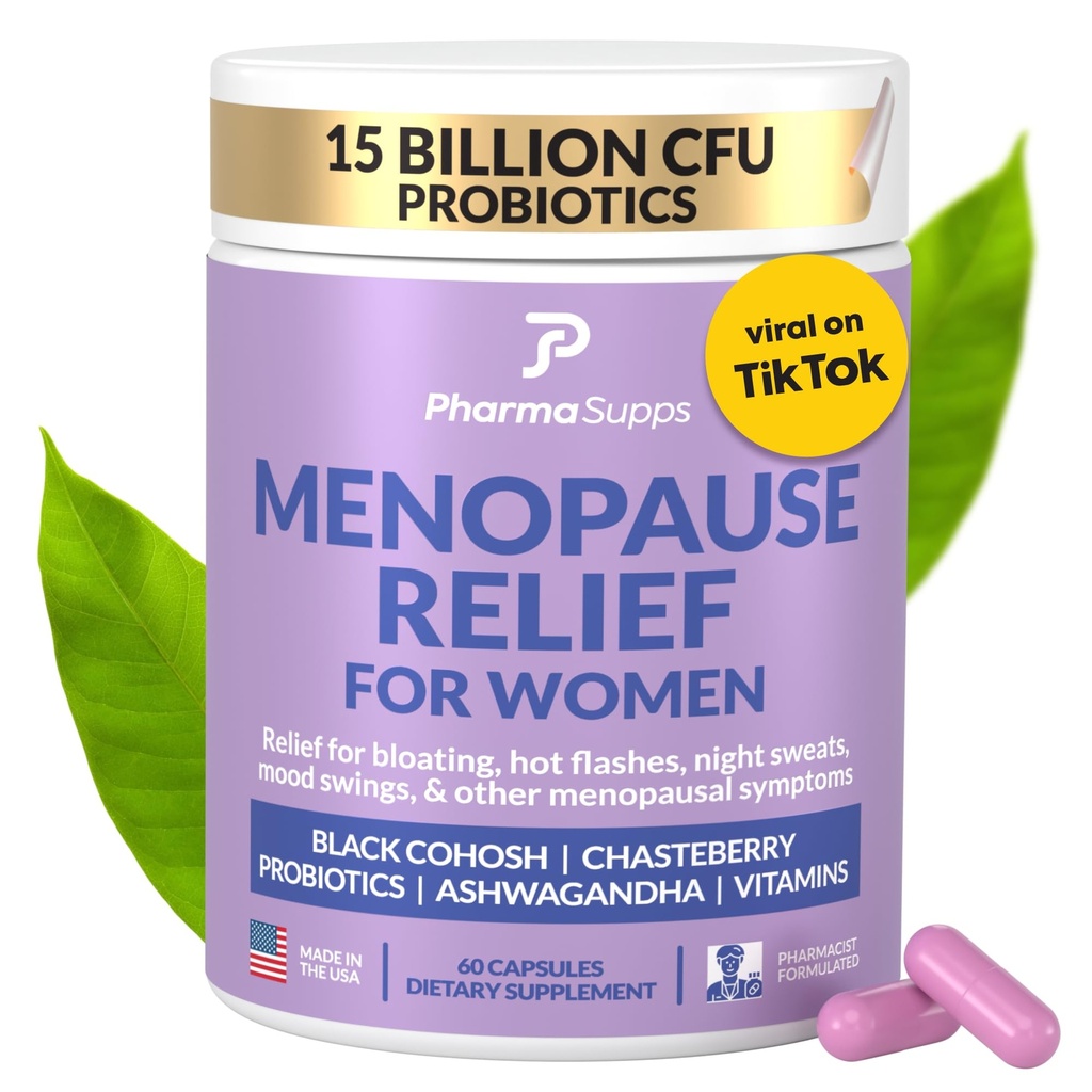Menopauze naturale Suplimente pentru femei - Perimenopauză Suplimente pentru echilibru hormonal, Swings Blooting & Mood 