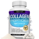 Complexul Toplux Multi Colagen Peptides 1800 Mg - Complex tip I, II, III, V, X Premium Colagen pentru o mai bună piele și păr, articulație puternică, proteine hidrolizate, pentru bărbați Femei, 90 capsule, Supliment