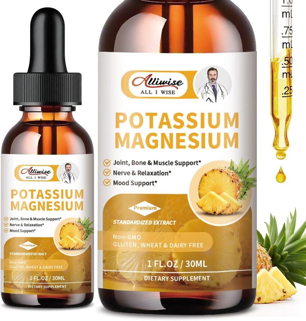 2 ambalaj supliment de magneziu de potasiu lichid - absorbţie mare Complex de magneziu 500mg & Potasiu 99mg Plus Calciu, vitamina D3, zinc pentru picioare cramps & Bone & Immune Support - 2 Fl oz