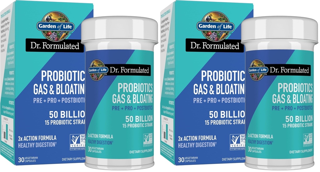 Gradina de viata Dr. Formulated Pre, Post & Probiotics Gaz & Blooting O dată pe zi 3-in-1 Prebiotice complete, Postbiotice & Probiotice 