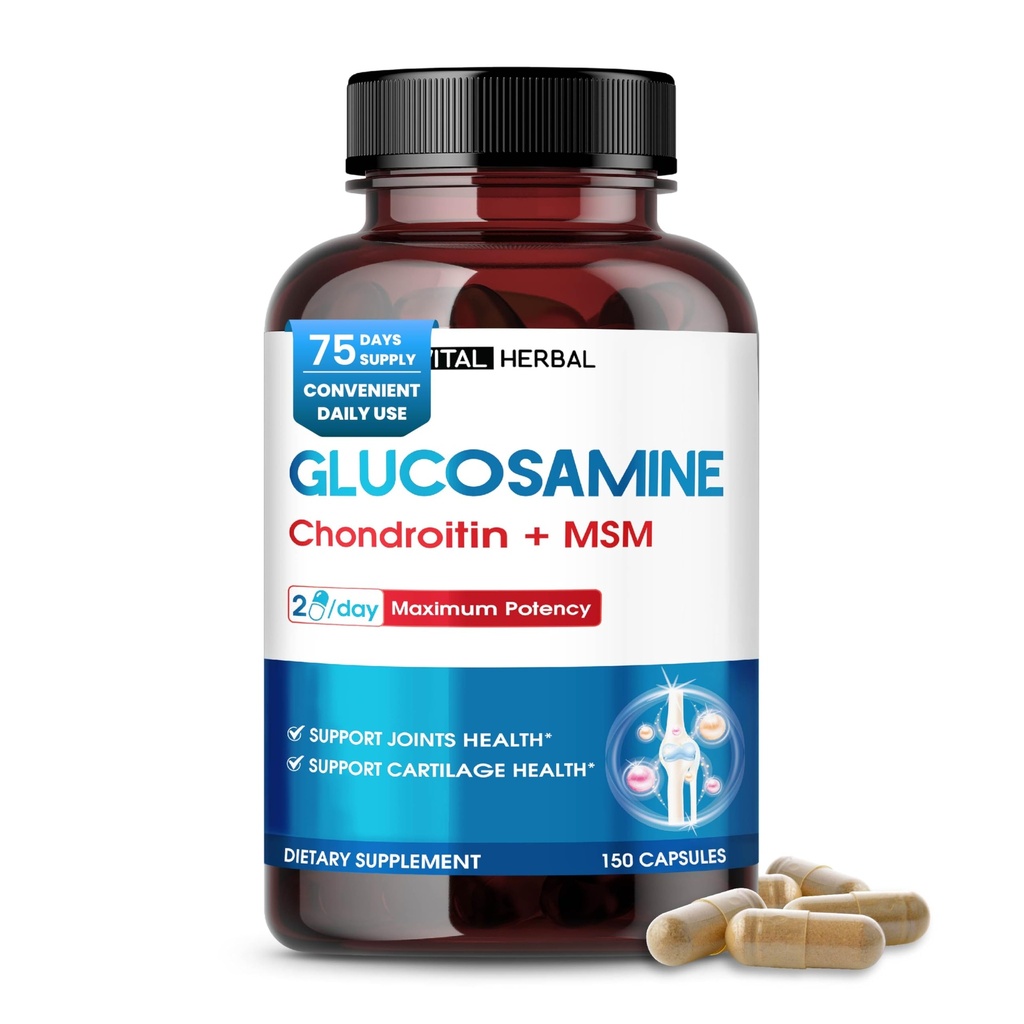 Glucozamină lipozomala HERBAL VITAL cu Chondroitin, MSM- Articulaţii maxime de susţinere a potenţei, Cartilage- Made in the USA