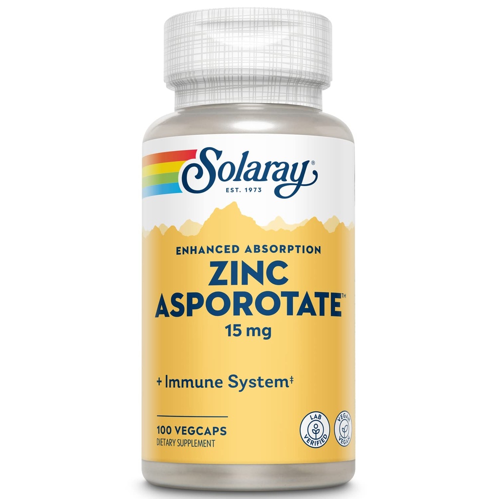Solaray Zinc Asporotat 15mg Complex Chelated 