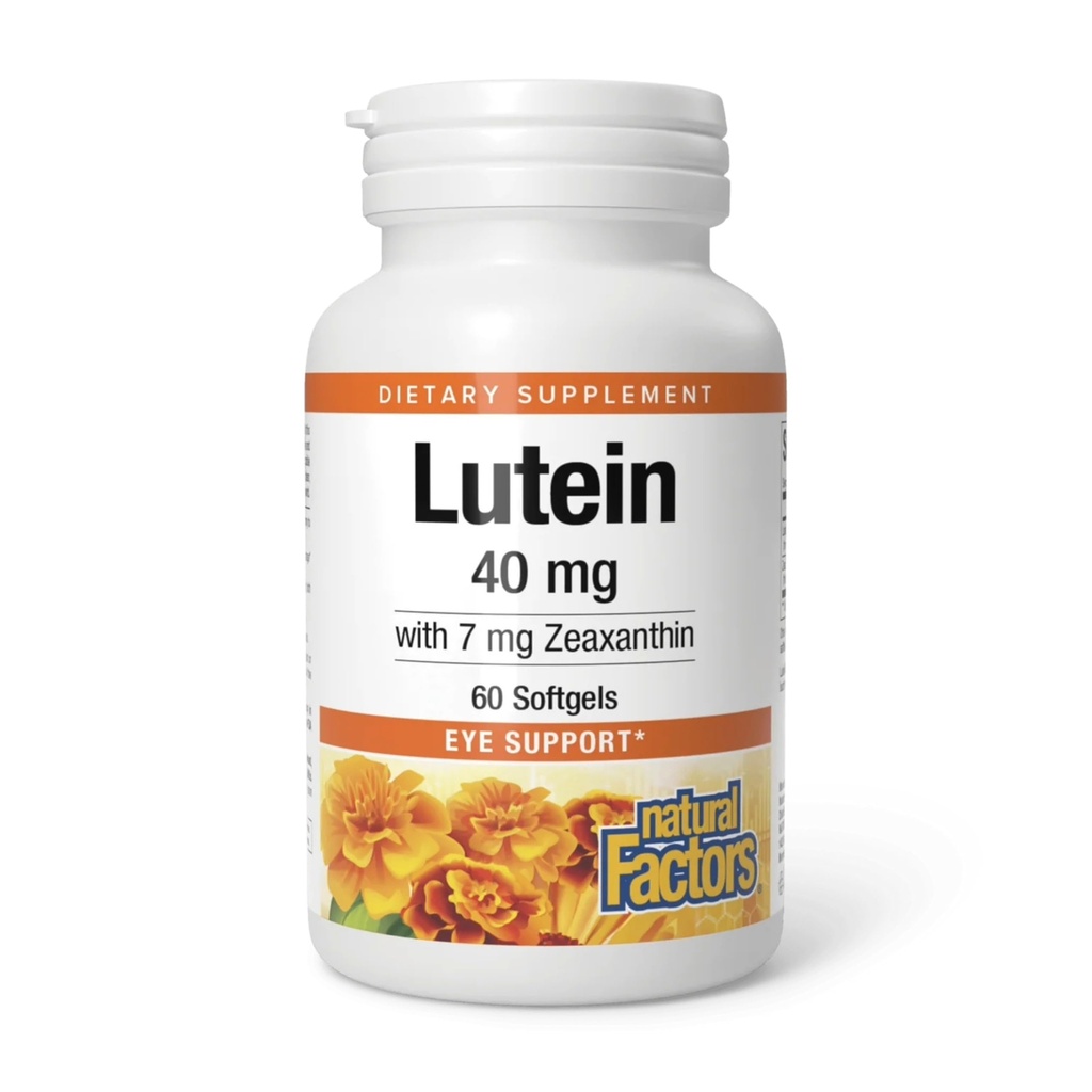 Factori naturali, Lutein 40 mg, Suport antioxidant pentru ochi sanatosi si piele cu Zeaxantină, 60 Softgels