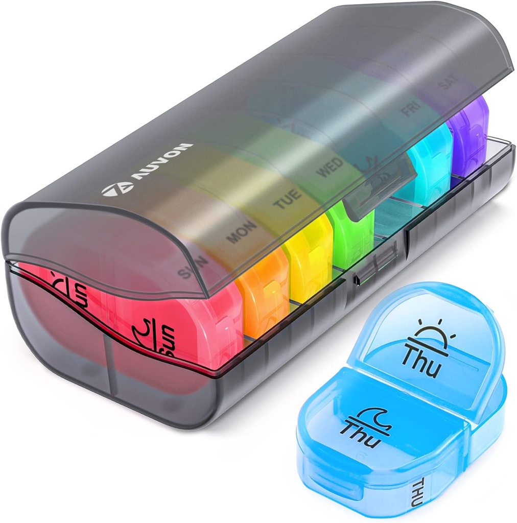 Auvon Pill Box 2 ori pe zi, Weekly Pill Organizator AM PM cu 7 de buzunar zilnic caz pentru a deține vitamina, medicamente, și supliment