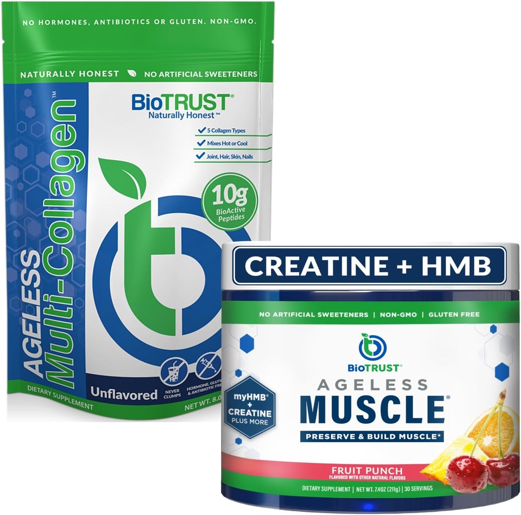 BioTrust Ageless Muscle (Frut Punch) și Multi Colagen (neflavorizat) Bundle