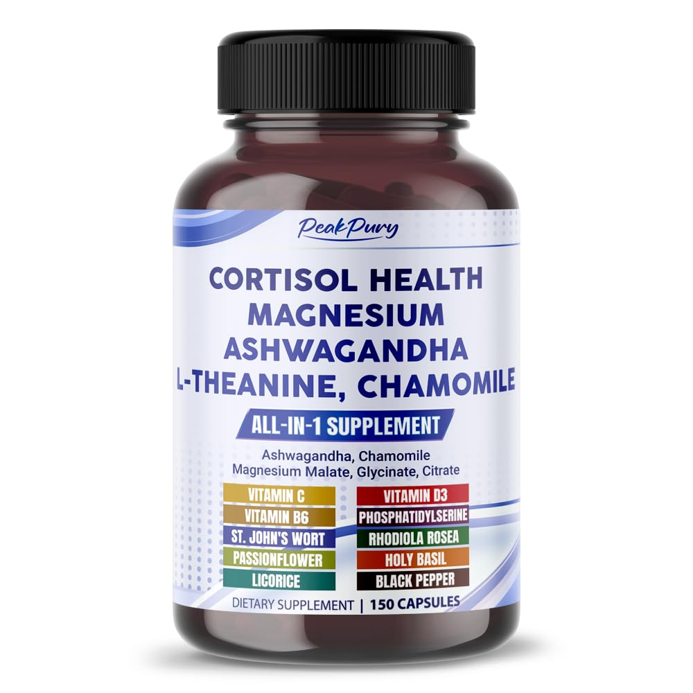CORTISOL Health Ashwagandha Magneziu Chamomile L-Theanine - Made in USA