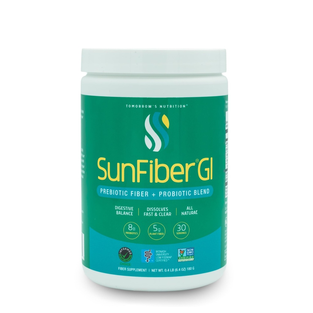 Nutritie Sunfiber GI, Prebiotic Fiber & Probiotice, 5g Prebiotic Fiber & 8 Miliarde Probiotice Per Serving, Low FODMAP, 30-Day Supply, 30 Day