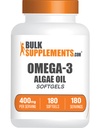 BulkSupplements.com Omega-3 Softgels - de la Algal Oil, Algae Omega 3 Supliment - Gluten Free, 1 Softgel per Serving, 180 Conte (Pachet de 1)