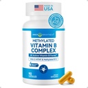 Complex interior de vitamina B - complet metilat Active B12, B6, Folate - pentru energie, Focus, Mood & Nervie Sănătate - non-GMO Vegan Gluten-Free cu B1, B2, B3, B5, B7-90 Capsule timp de 3 luni