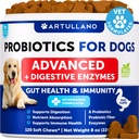 Probiotice pentru câini - Suport Sanatate curajoasa, Itchy Skin, Alergii, Imunitate, Echilibru Drojdie - Probiotice caine si enzime digestive cu prebiotice - Reduce diaree, gaz - 120 Probiotice Chews pentru câini