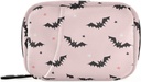Halloween Bats Pink Pill Box 7 zile Pill Case de călătorie Pilulă Organizator sac cu Zipper Portable Weekly Vitamina Medicina Holder Supliment Pouch Bag