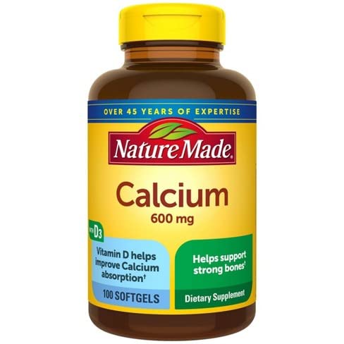 Natura produs calciu 600 mg cu vitamina D lichid Softgels 100 ea (Pachet de 2)