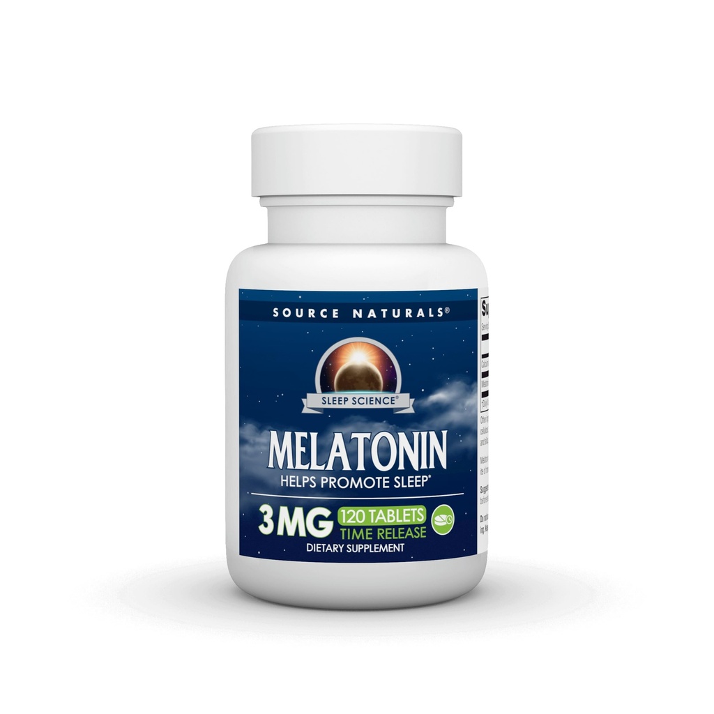 Sursa Naturals Timp eliberat Melatonina * - 3 mg, 120 comprimate