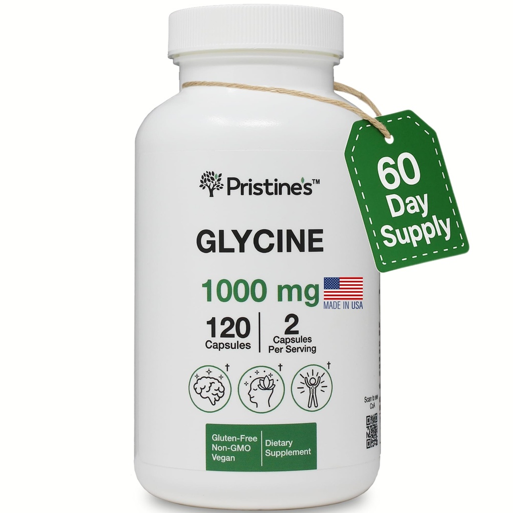 PRISTINE 1000MG Amino Acid capsule de suport pentru somn - 60 zile de aprovizionare - Recuperare musculară, Colagen & Rinichi Supliment - Vegan, Non OMG, Gluten gratuit