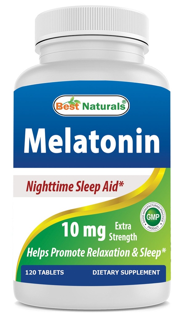 Cele mai bune pastile naturale Melatonina 10mg (non-GMO) - ajută la promovarea relaxării și somnului - 120 Conte
