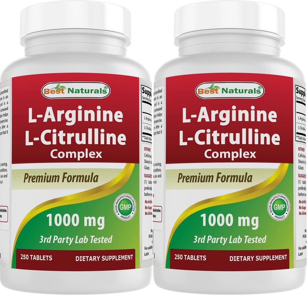 Cele mai bune naturale L-Arginina L-Citrulline Complex 1000 mg 250 comprimate (250 Count (Pachet de 2))