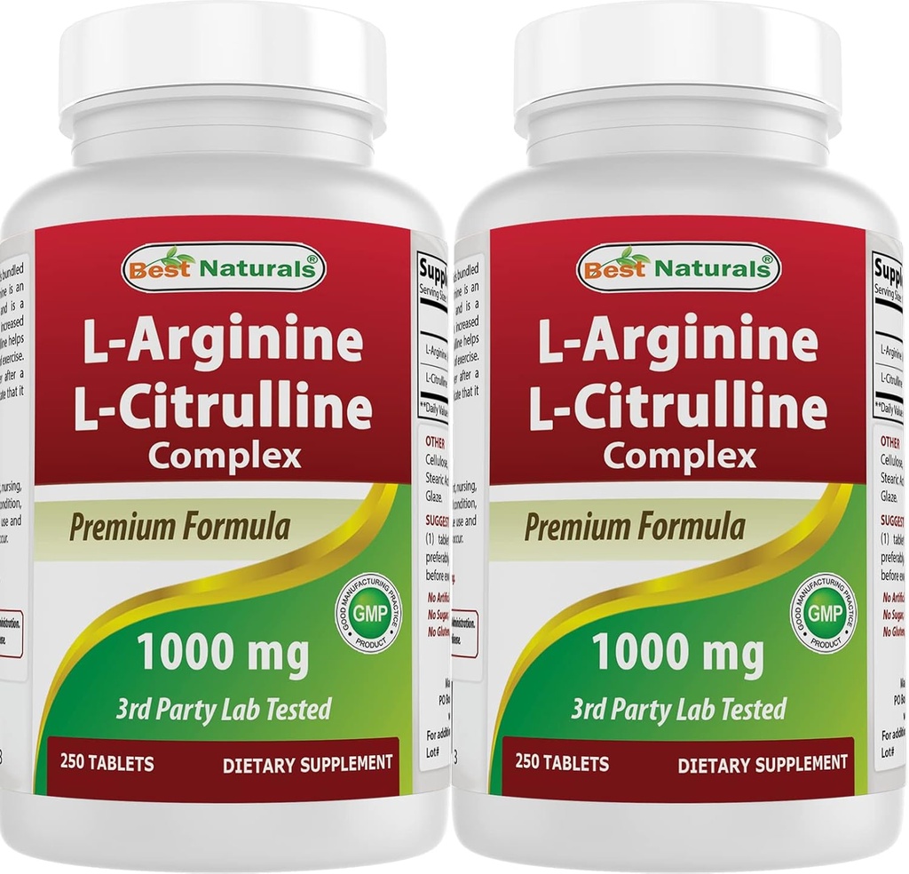 Cele mai bune naturale L-Arginina L-Citrulline Complex 1000 mg 250 comprimate (250 Count (Pachet de 2))