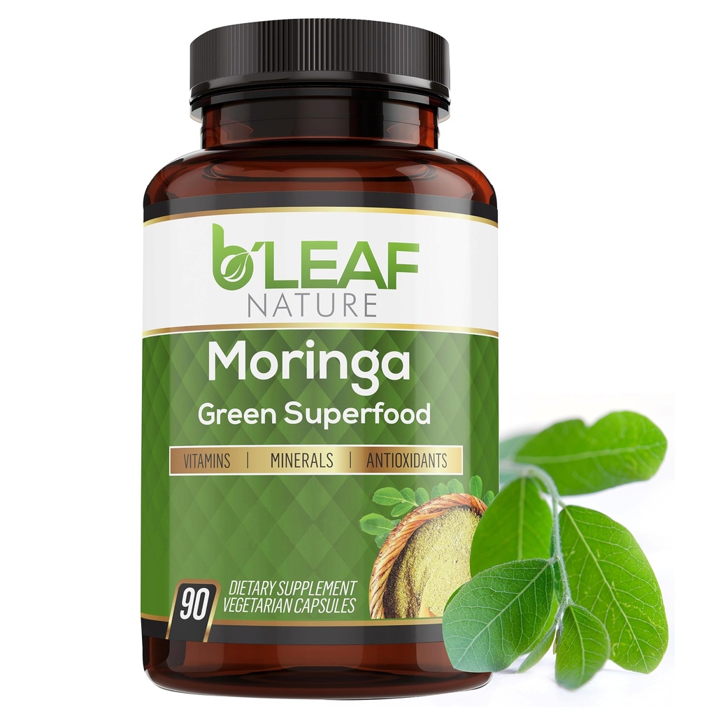 B'LEAF Nature Organic Moringa Capsule 1000mg, 90 Count 