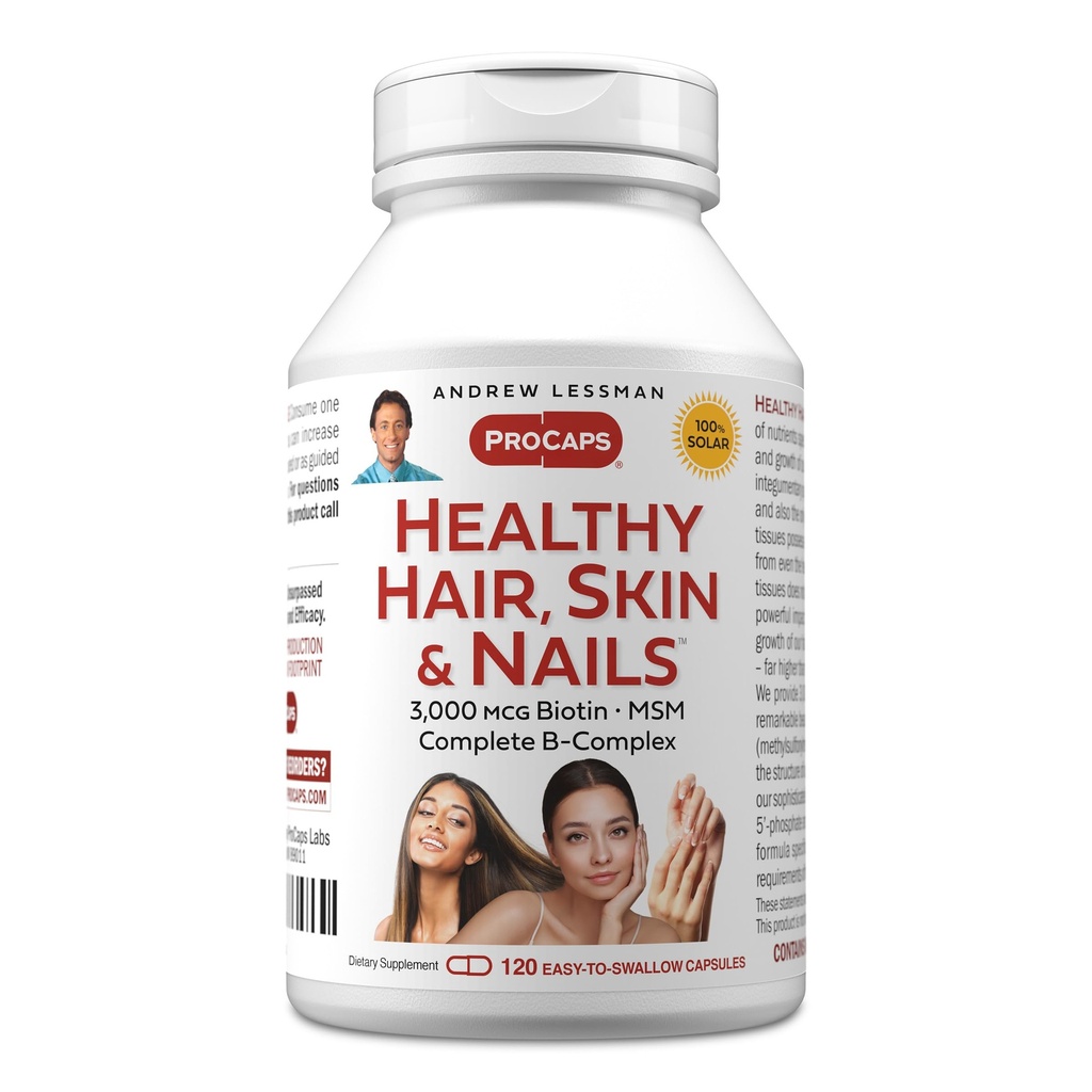 ANDREW LESSMAN păr sănătos, piele și unghii 120 capsule - 5000 mcg mare bioactivitate Biotină, B-complex. Promovează pielea frumoasă, cuie puternice. Fără aditivi Cresterea parului Vitamine Supliment Biotin