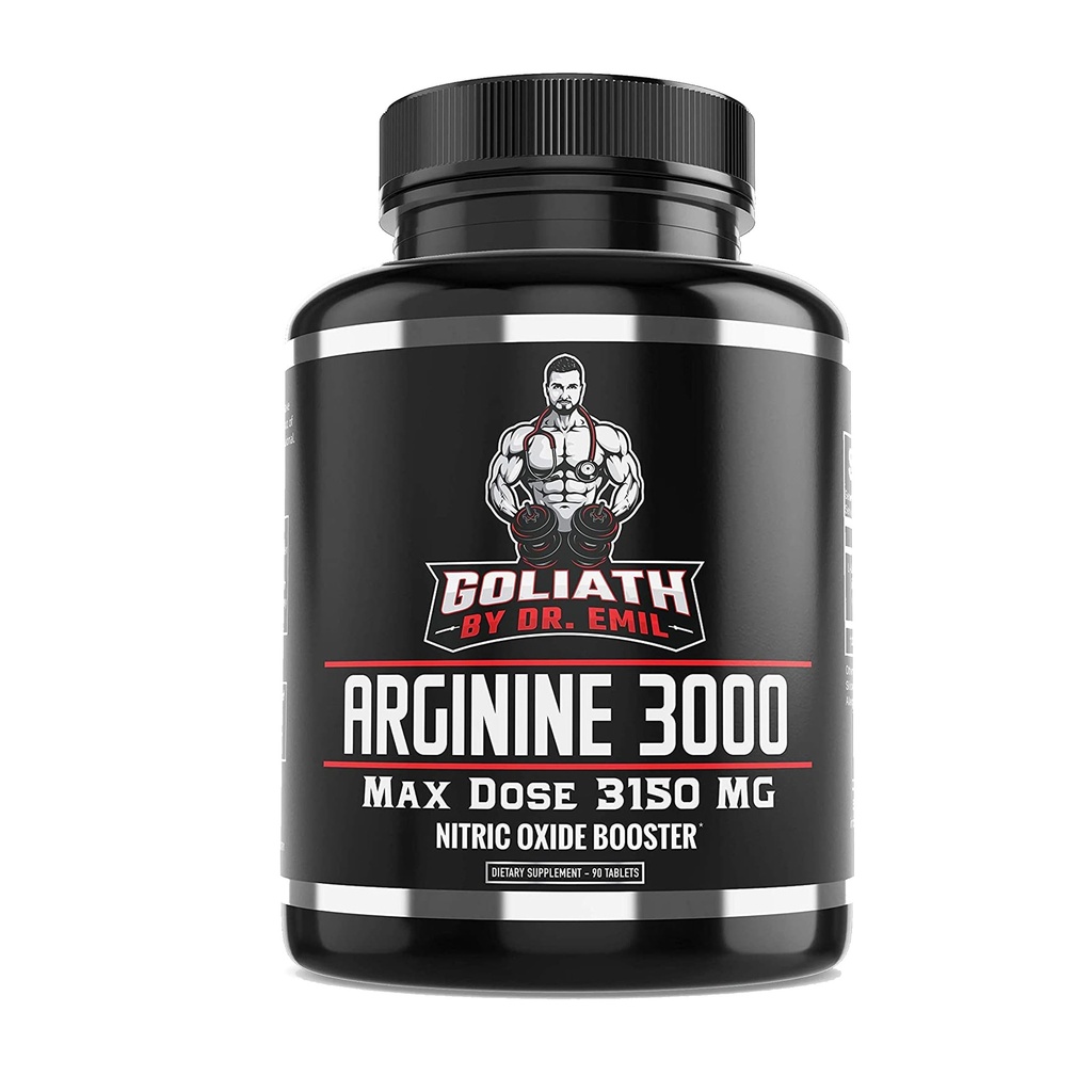 Dr. Emil - L Arginina (3150 mg) Doza cea mai mare de capsule - Suplimentul oxid nitric pentru vascularitate, rezistenţă şi sănătate cardiacă (AAKG şi HCL) - 90 comprimate