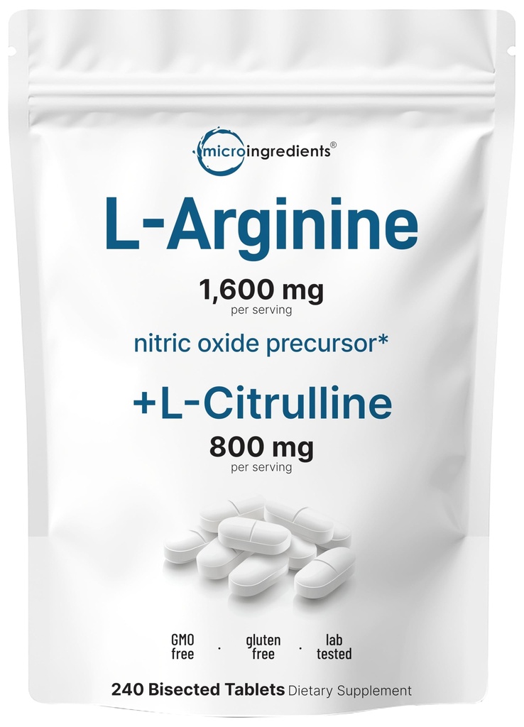 L-Arginine 1600 mg supliment de oxid de azot pentru bărbați cu L-Citrulină, 240 comprimate Bisect 