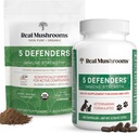 Ciuperci reale 5 Apărători pentru oameni (45g) & Animale de companie (90ct) - Pouch & Capsules Bundle - Chaga, Shiitake, Maitake, Turcia Tail & Reishi Mushroom - pentru Immune Putere & Global Wellbeing - Vegan, Non-GMO