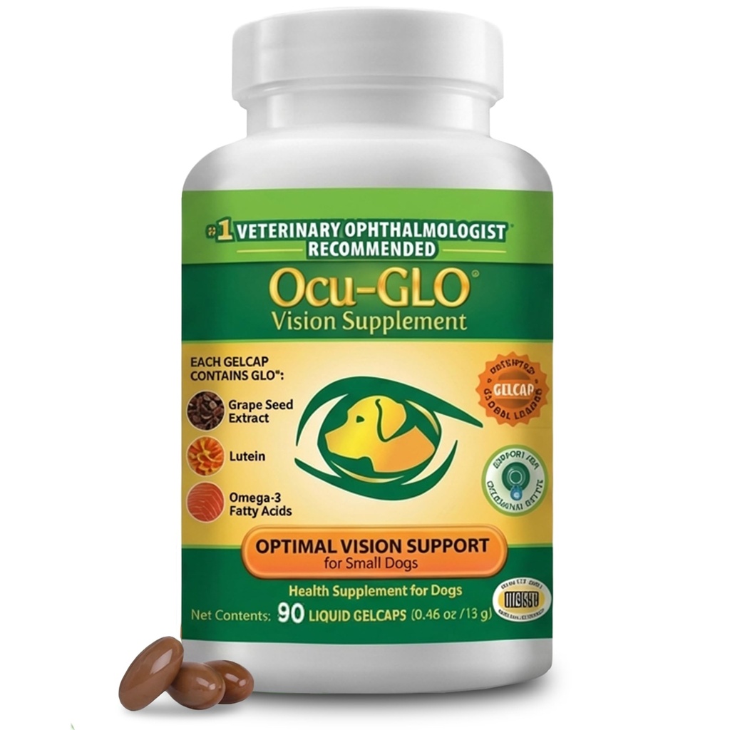 Ocu-GLO Canin Vision Supliment pentru câini mici 10 lb și sub 90 capsule de gel lichid