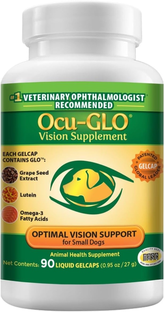 Ocu-GLO Canin Vision Supliment pentru câini mici 10 lb și sub 90 capsule de gel lichid